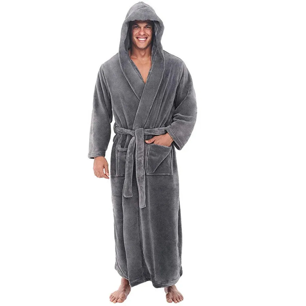 Men's Hooded Bathrobe – Soft Plush Robe for Warmth, Comfort & Relaxation