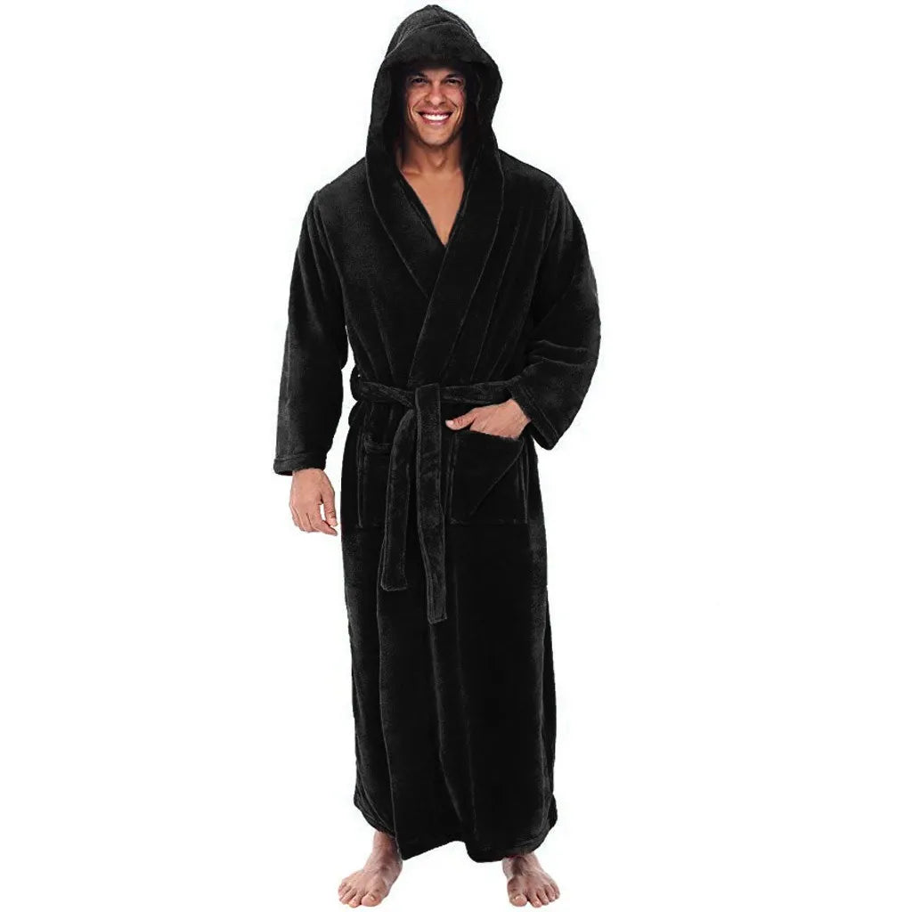 Men's Hooded Bathrobe – Soft Plush Robe for Warmth, Comfort & Relaxation