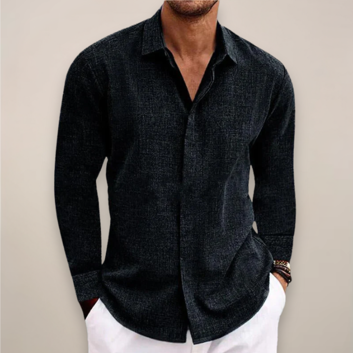 Danny | Men’s Linen Long Sleeve Button-Up Shirt