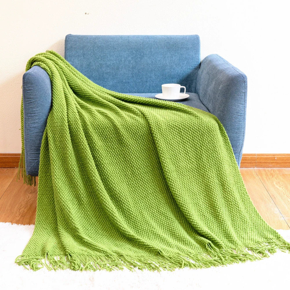 Waffle Knit Throw Blanket, Acrylic Material, Machine Washable