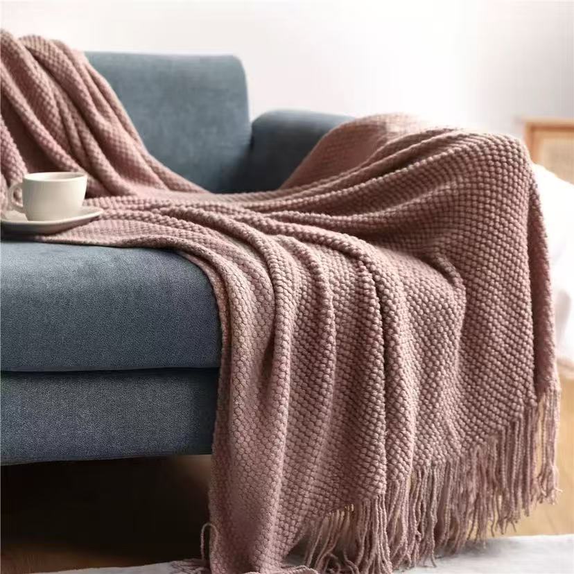 Waffle Knit Throw Blanket, Acrylic Material, Machine Washable