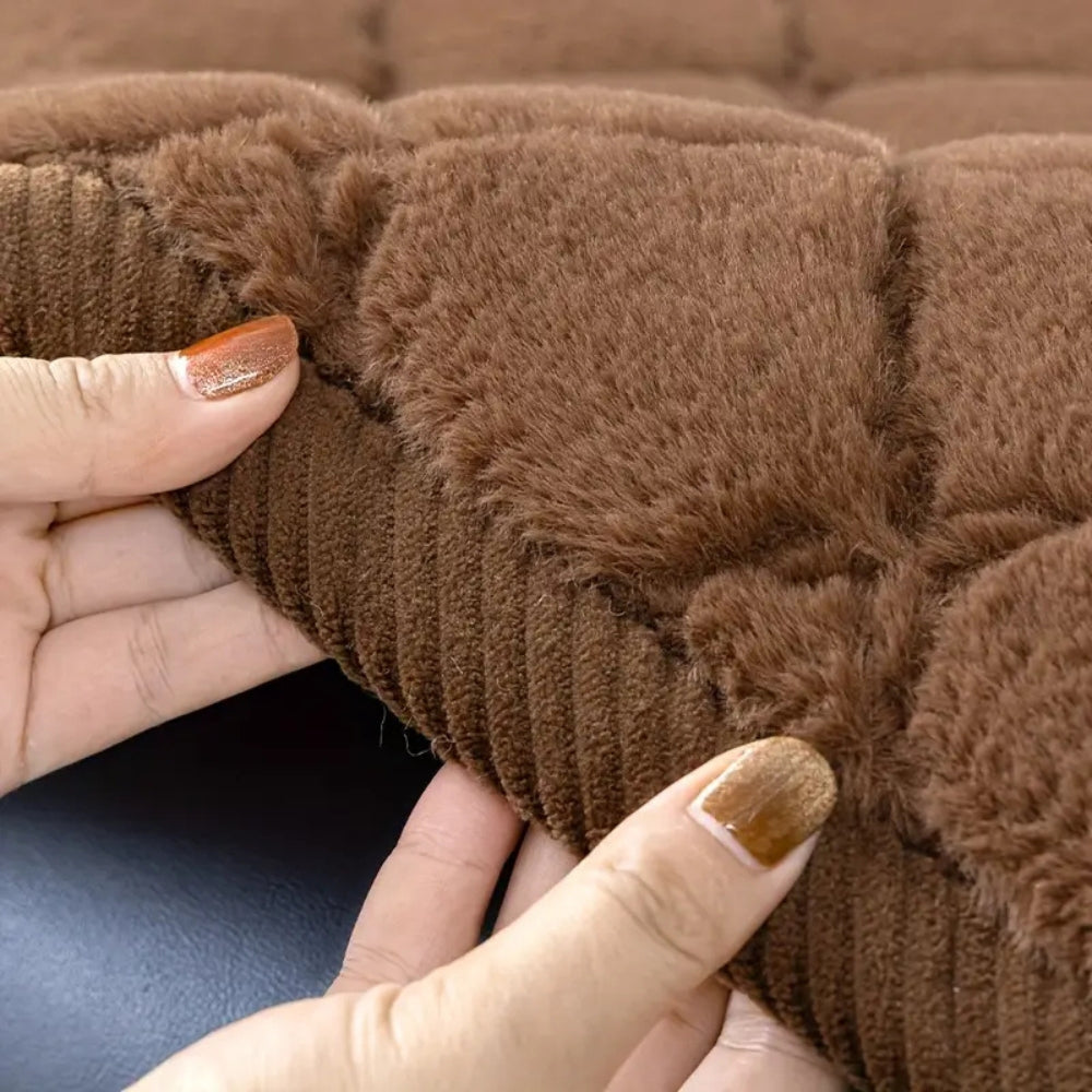 Sofa Cover Plush Microfiber Quilted Non Slip Furniture Protector Sofa Throw Cover