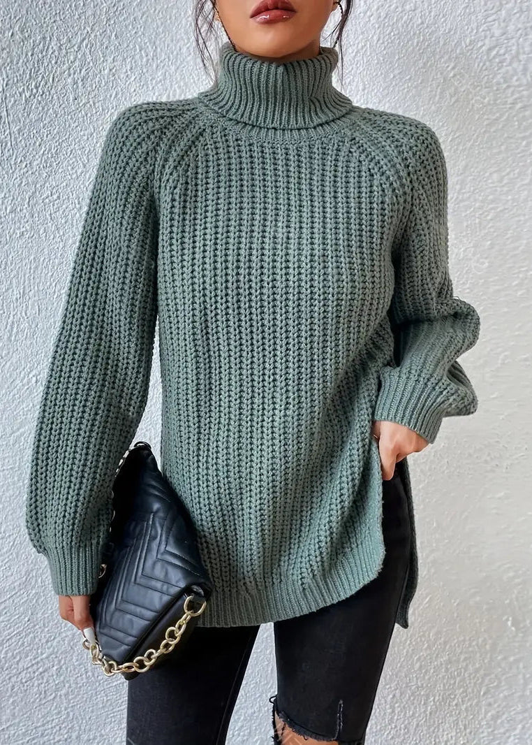 Sophia | Women’s Winter Turtleneck Ribbed Knit Sweater