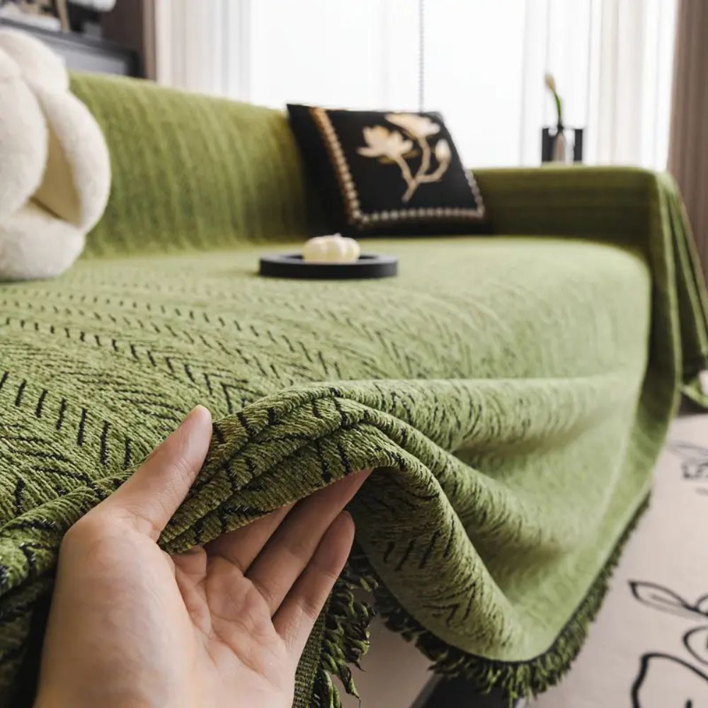 Sofa Slipcover Chenille Microfiber Non Slip Surface Herringbone Texture
