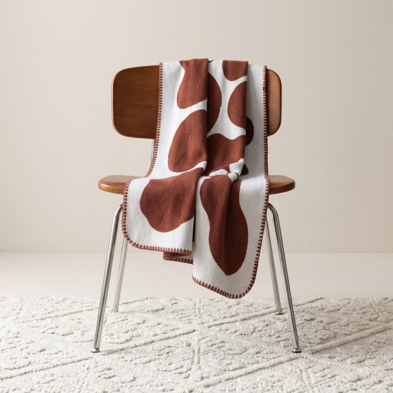 Throw Blanket Acrylic Fibers Cozy Abstract Design