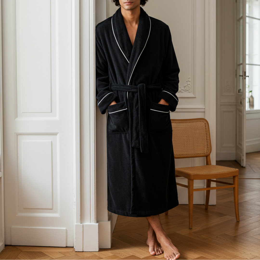 Bathrobe Plush Unisex Long Length Belted with Front Pockets