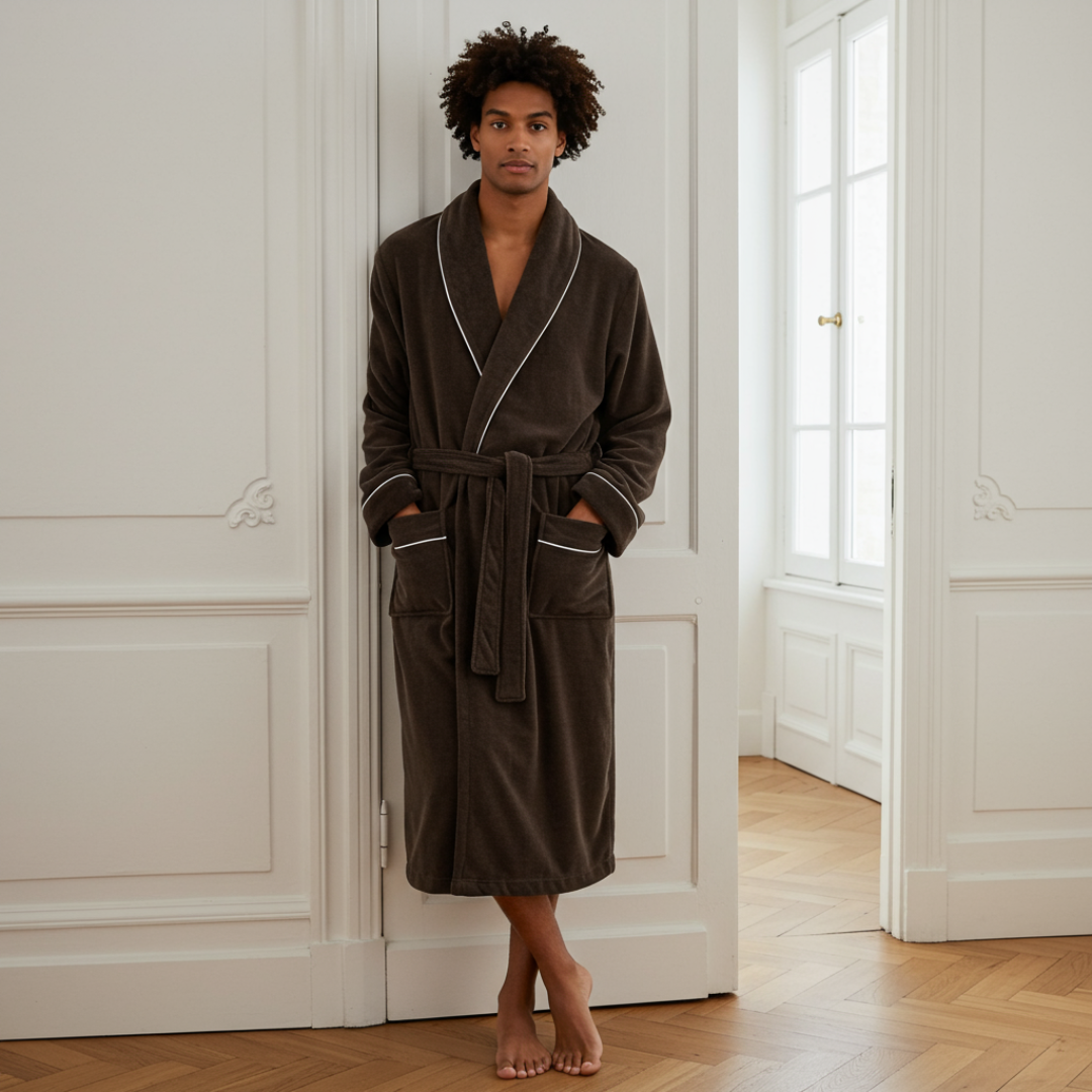 Bathrobe Plush Unisex Long Length Belted with Front Pockets