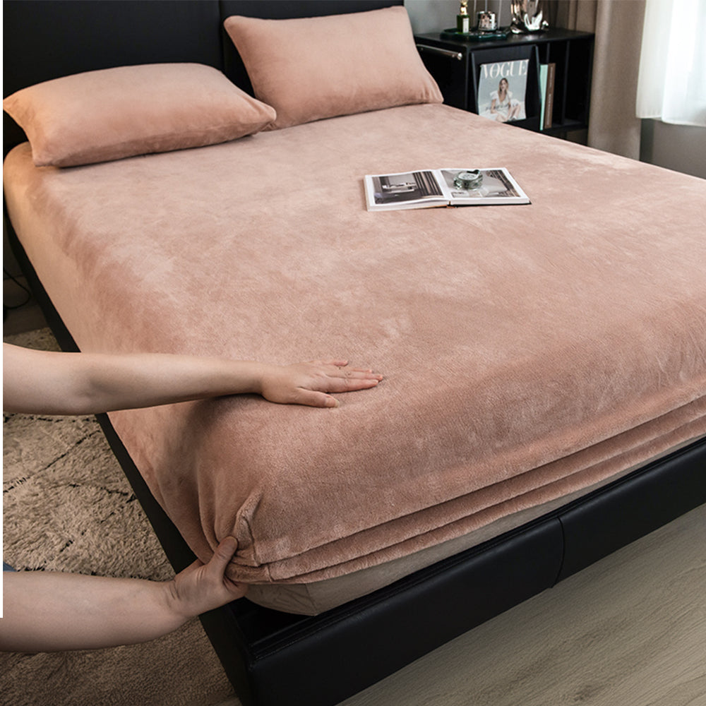 Velvet Fitted Sheet Set Crystal Velvet Elasticized Hypoallergenic Bedding