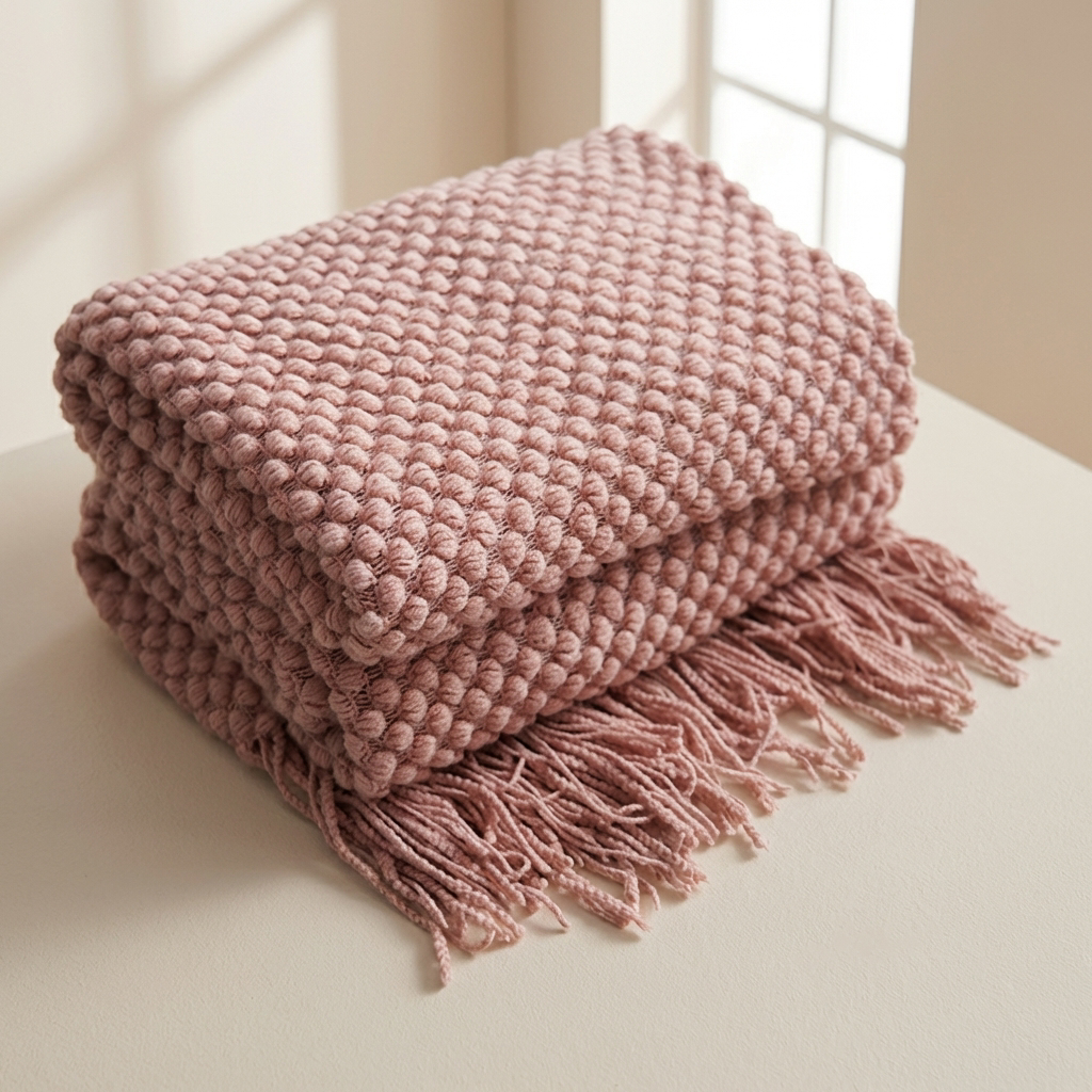 Waffle Knit Throw Blanket, Acrylic Material, Machine Washable