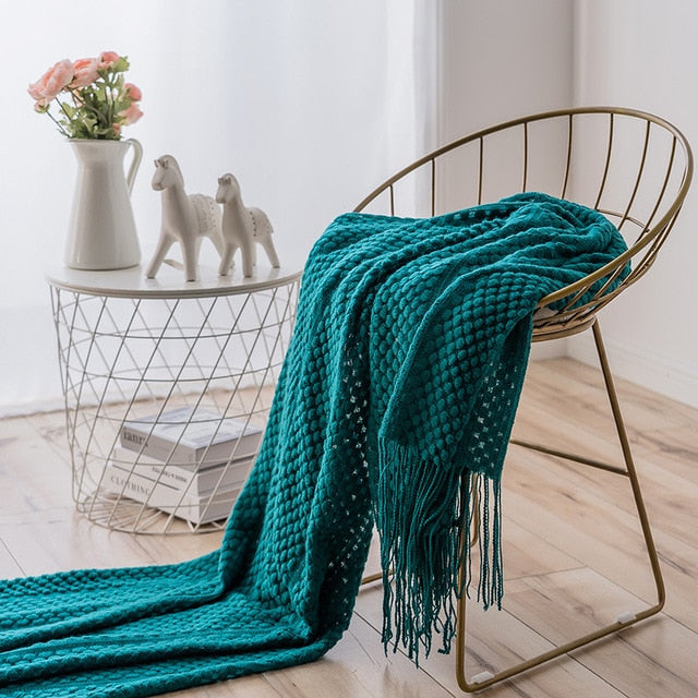 Waffle Knit Throw Blanket, Acrylic Material, Machine Washable