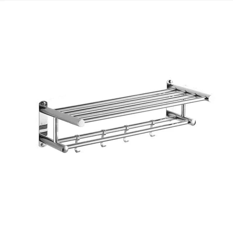 Wall-Mounted Stainless Steel Towel Rack - Space-Saving Bathroom Towel Storage for Towels and Bathrobes