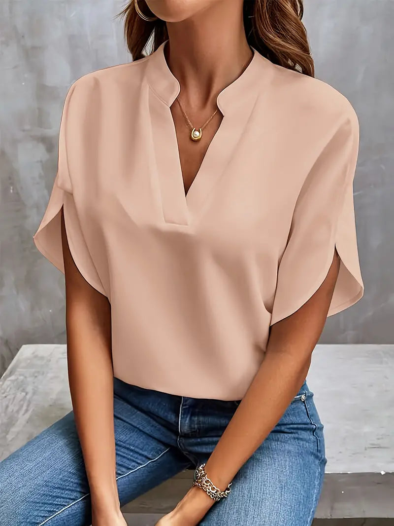 Marianne | Women’s V-Neck Short Sleeve Blouse