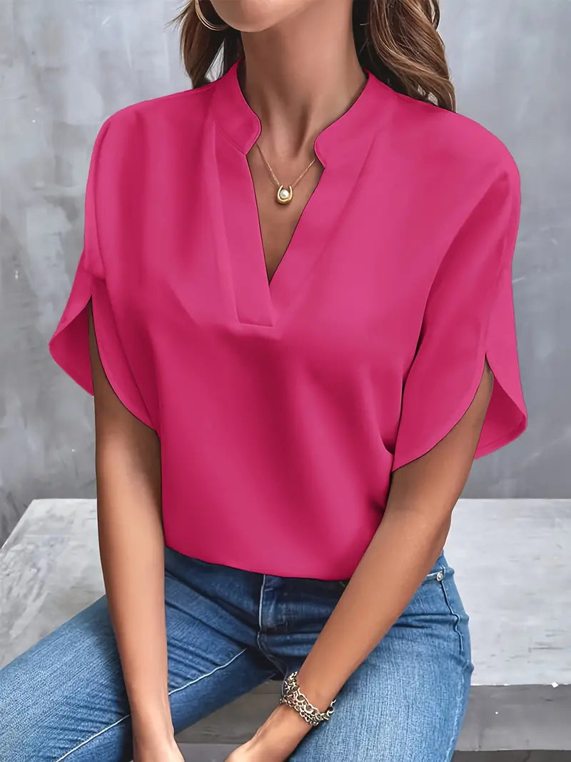 Marianne | Women’s V-Neck Short Sleeve Blouse