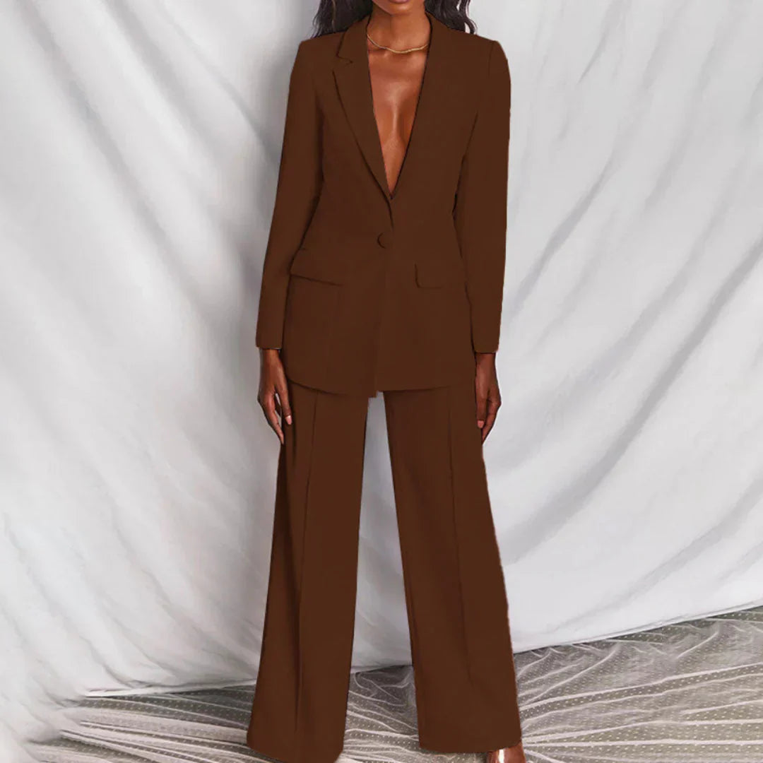 Harper | Women’s Trouser Suit Longline Blazer Wide-Leg Structured