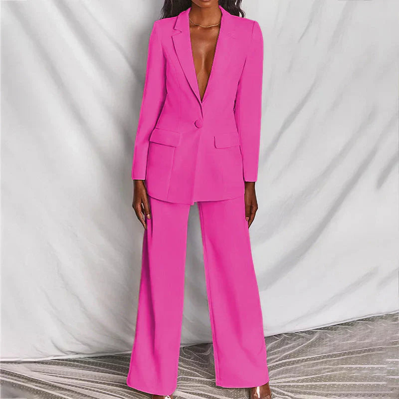 Harper | Women’s Trouser Suit Longline Blazer Wide-Leg Structured