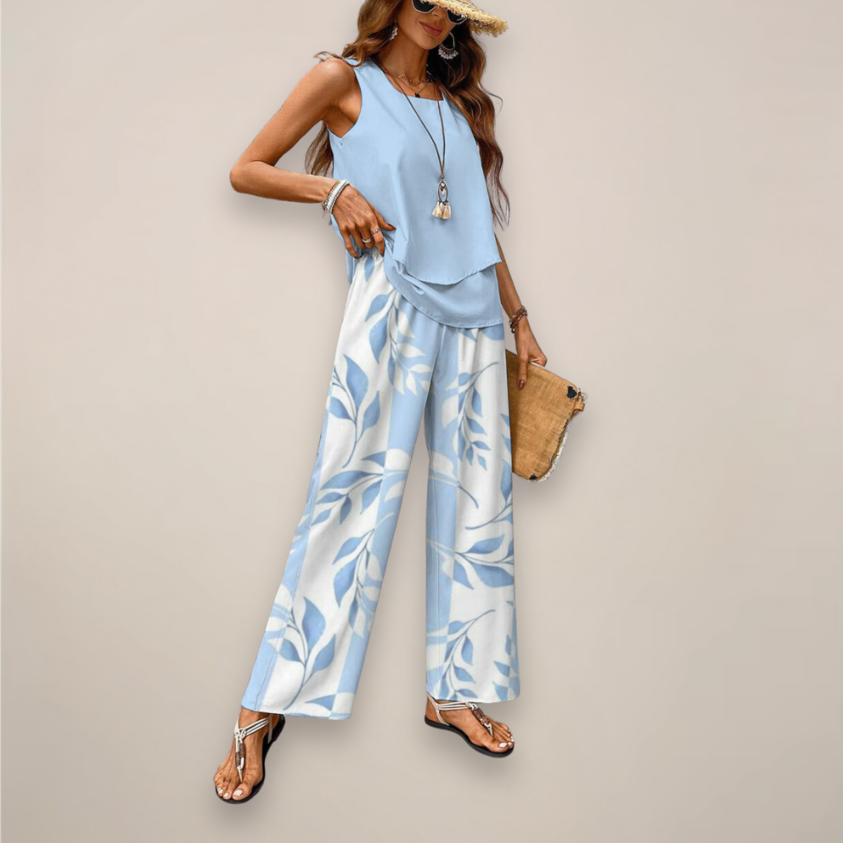 Ava | Women’s Spring Printed Wide-Leg Set
