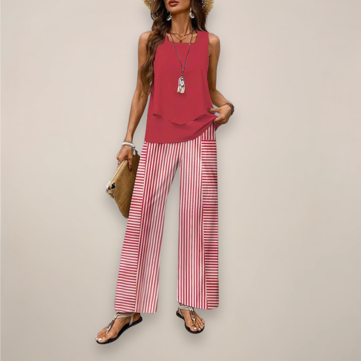 Ava | Women’s Spring Printed Wide-Leg Set