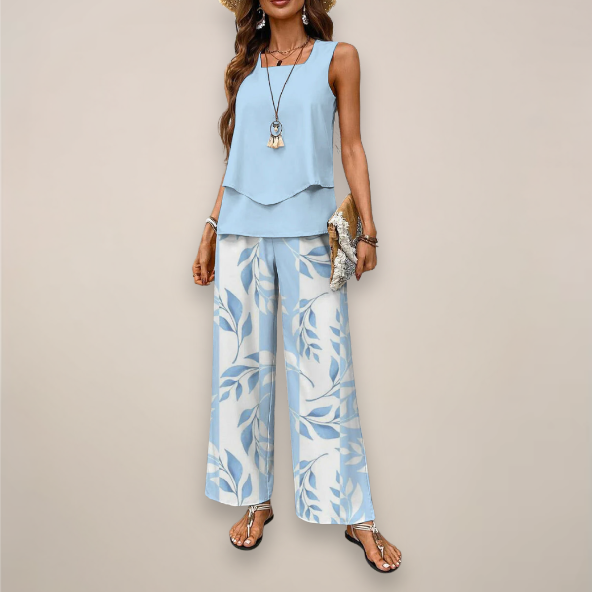 Ava | Women’s Spring Printed Wide-Leg Set