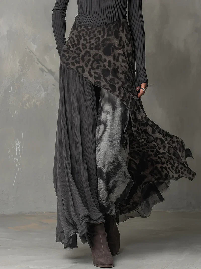 Bryony™ | Leopard Print Striped Maxi Dress