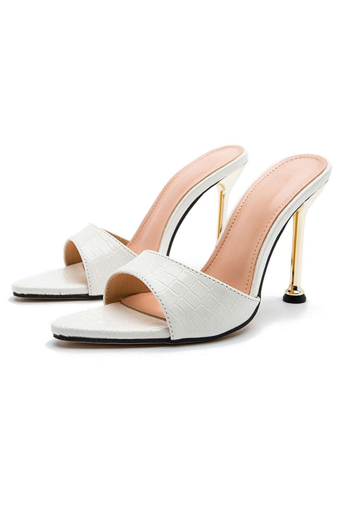 Isabelle Luxe Black Croc Embossed Mule Heels combine elegance