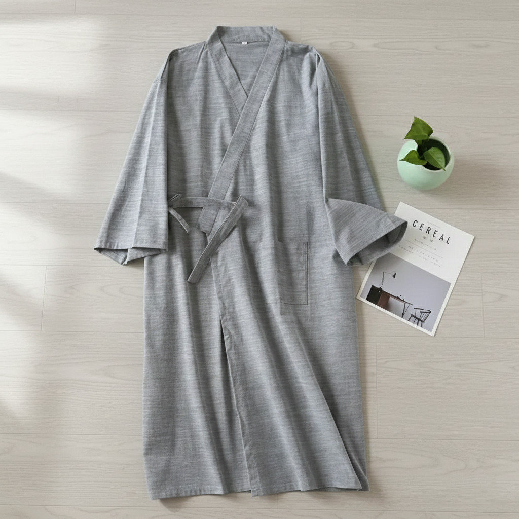 Men's Cotton Kimono Nightgown – Soft, Breathable Nightshirt for Ultimate Comfort
