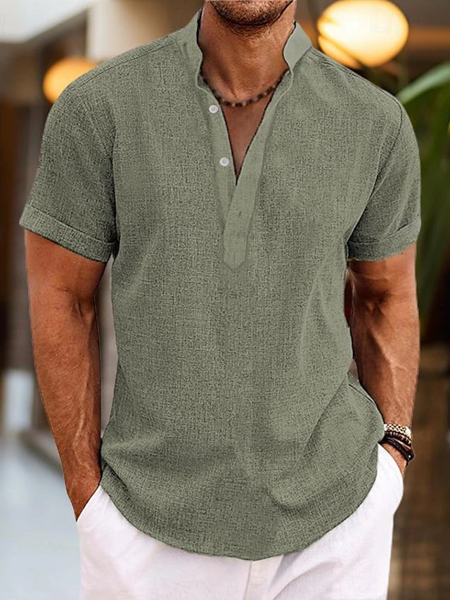 Martin | Men Short Sleeve Henley Casual Shirt
