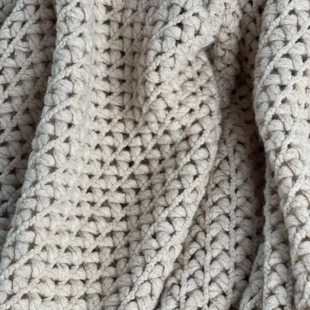 Knit Throw Blanket 100% Acrylic Fiber Soft Textured Sofa or Bed Throw