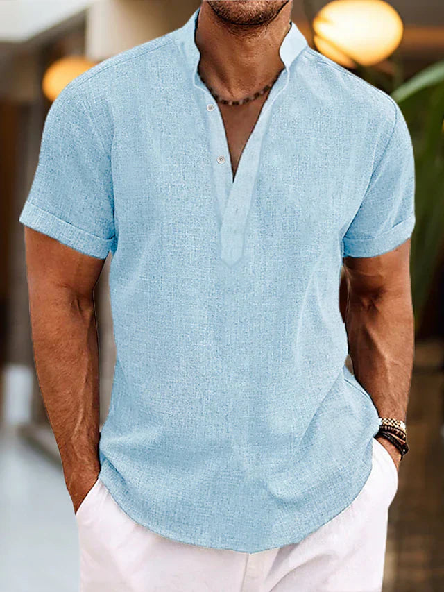 Martin | Men Short Sleeve Henley Casual Shirt
