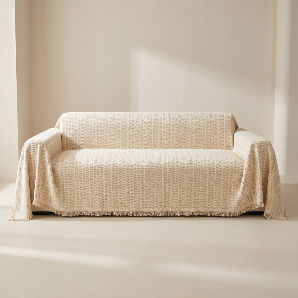Sofa Slipcover Chenille Microfiber Non Slip Surface Herringbone Texture