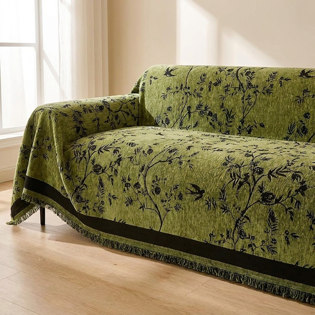 Sofa Cover Chenille Jacquard Floral Anti Slip Furniture Protector Slipcover Throw