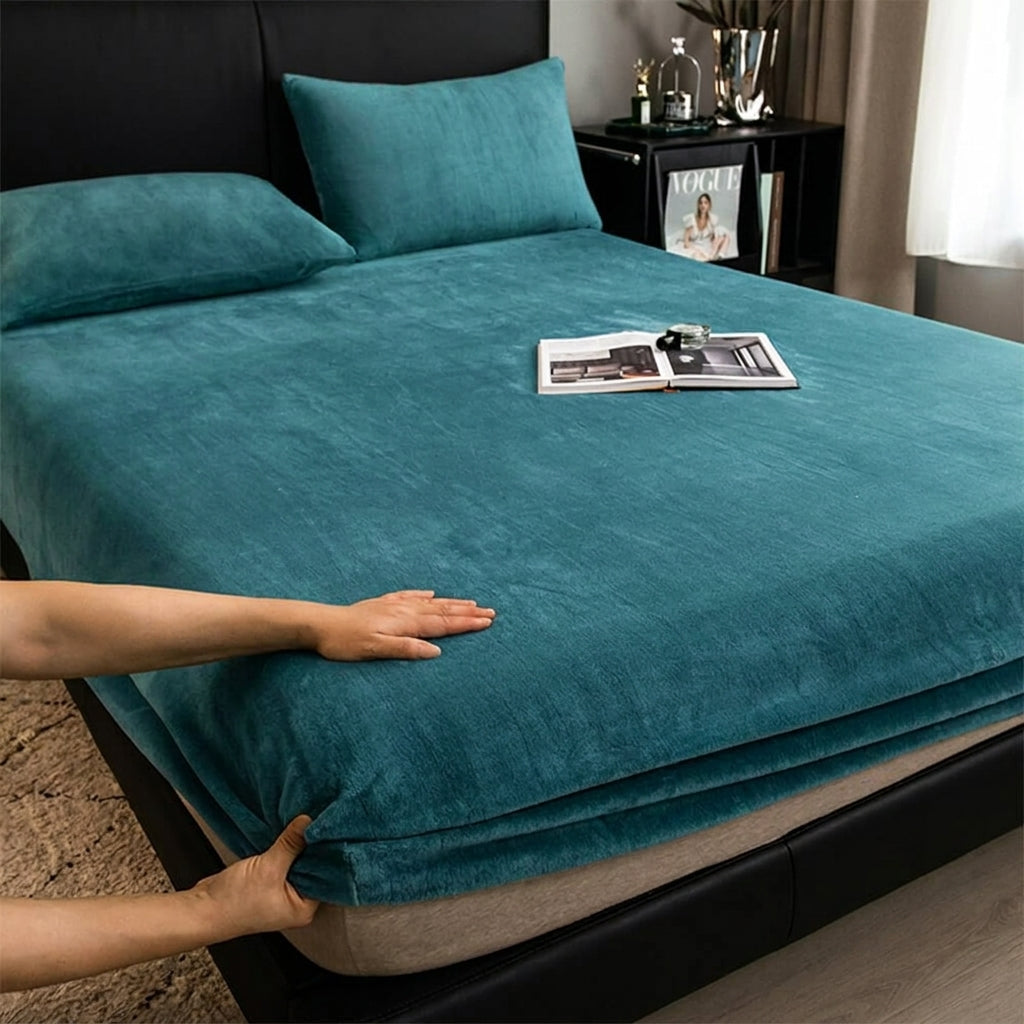 Velvet Fitted Sheet Set Crystal Velvet Elasticized Hypoallergenic Bedding
