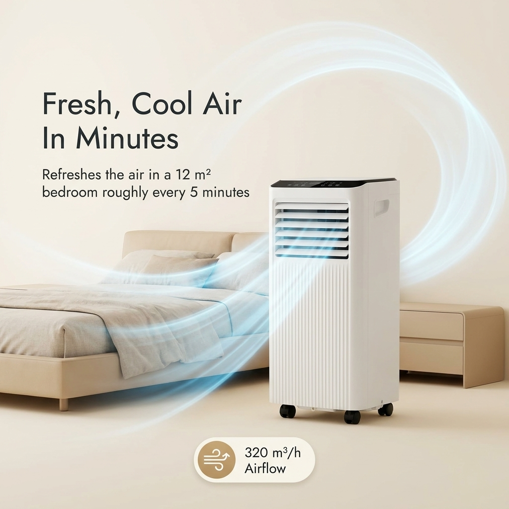 Mobile Air Conditioner – Portable 9000 BTU Air Con Unit with Dehumidifier & 24H Timer