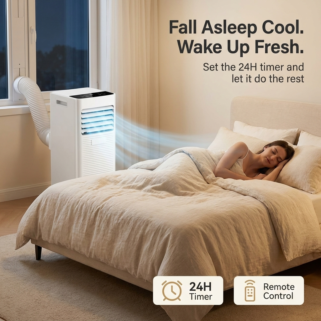 Mobile Air Conditioner – Portable 9000 BTU Air Con Unit with Dehumidifier & 24H Timer