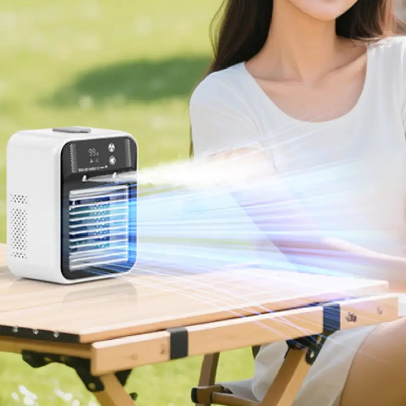 Portable Misting Air Cooler Dual Nano Mist Rechargeable Fan 3 Speed Digital Display