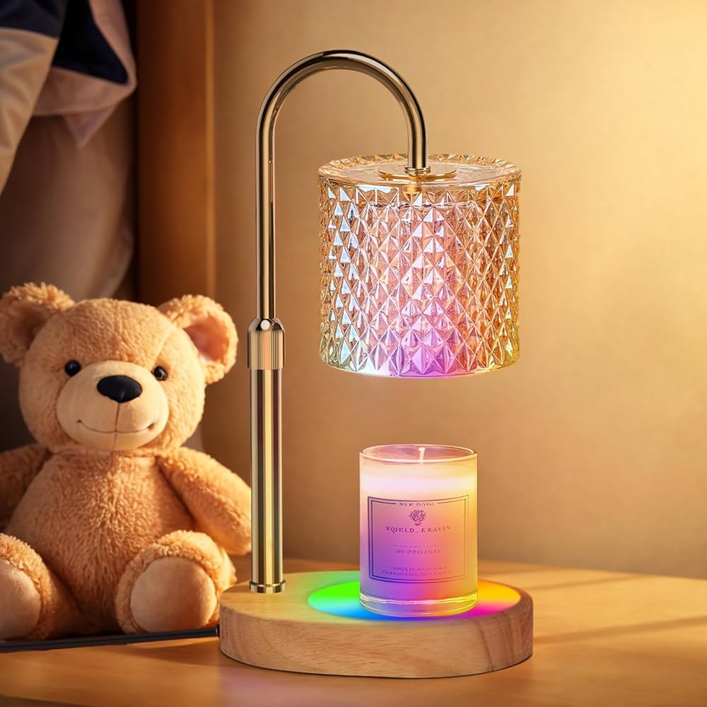 Flameless Candle Warmer Lamp Adjustable Height Timer Function RGB Lighting