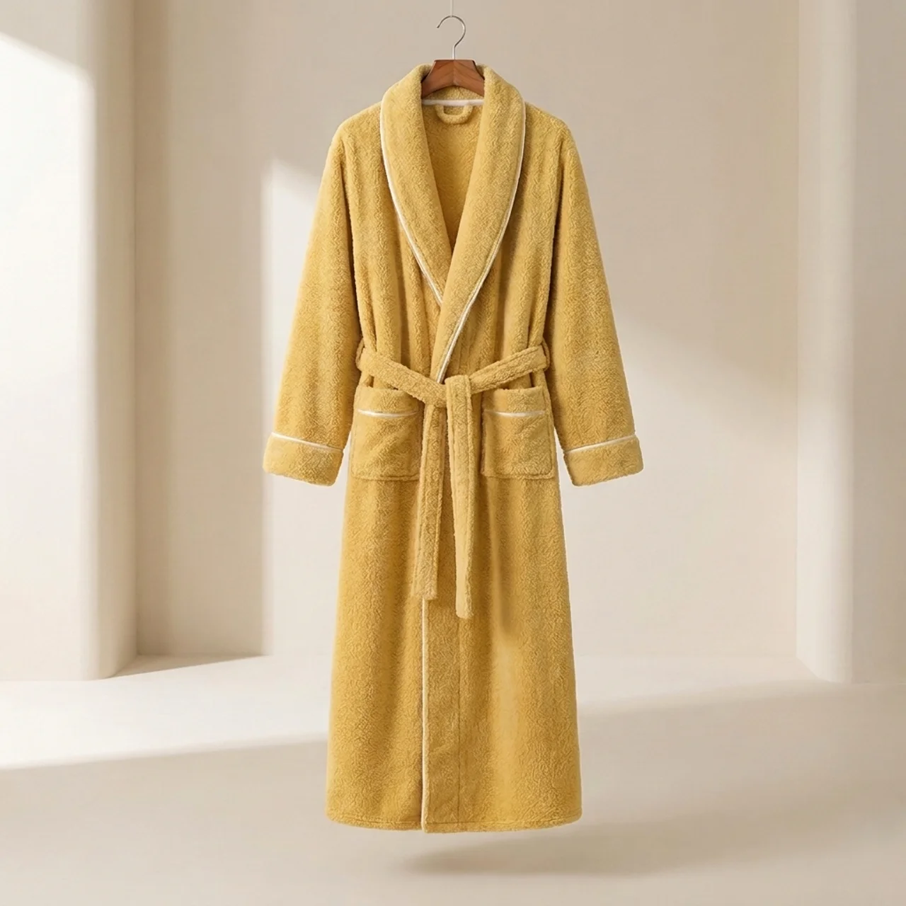Bathrobe Coral Fleece Flannel Unisex Shawl Collar