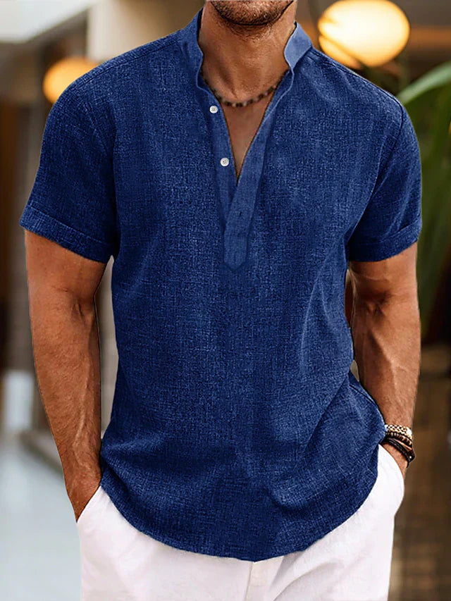 Martin | Men Short Sleeve Henley Casual Shirt
