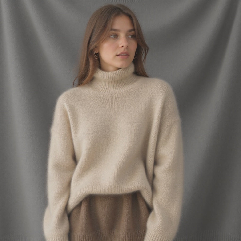 Rachel | Women’s Winter Oversized Turtleneck Knit Sweater