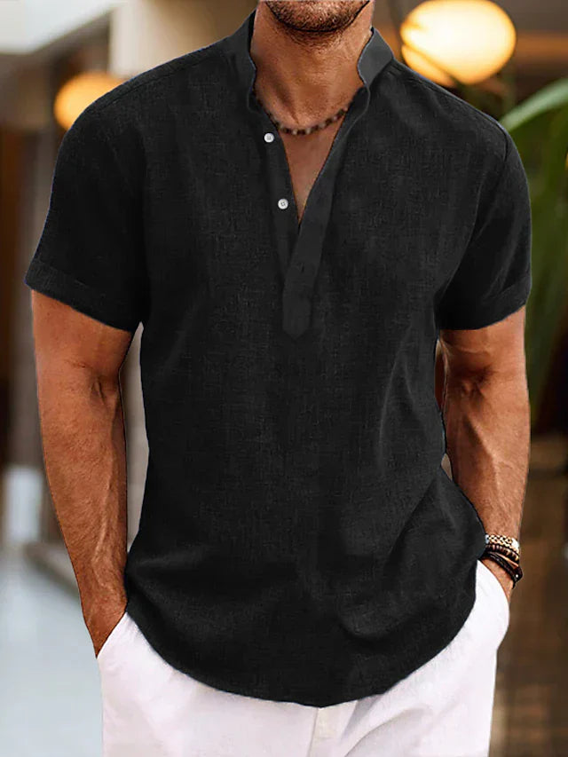 Martin | Men Short Sleeve Henley Casual Shirt