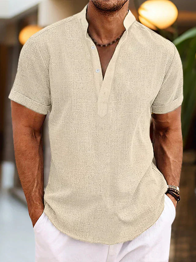 Martin | Men Short Sleeve Henley Casual Shirt